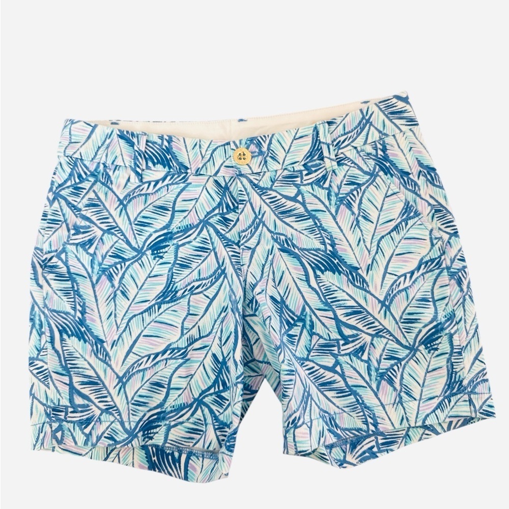 Lilly Pulitzer The Jayne Stretch Shorts Bennet Blue Lets Mango 7" Inseam Size 2